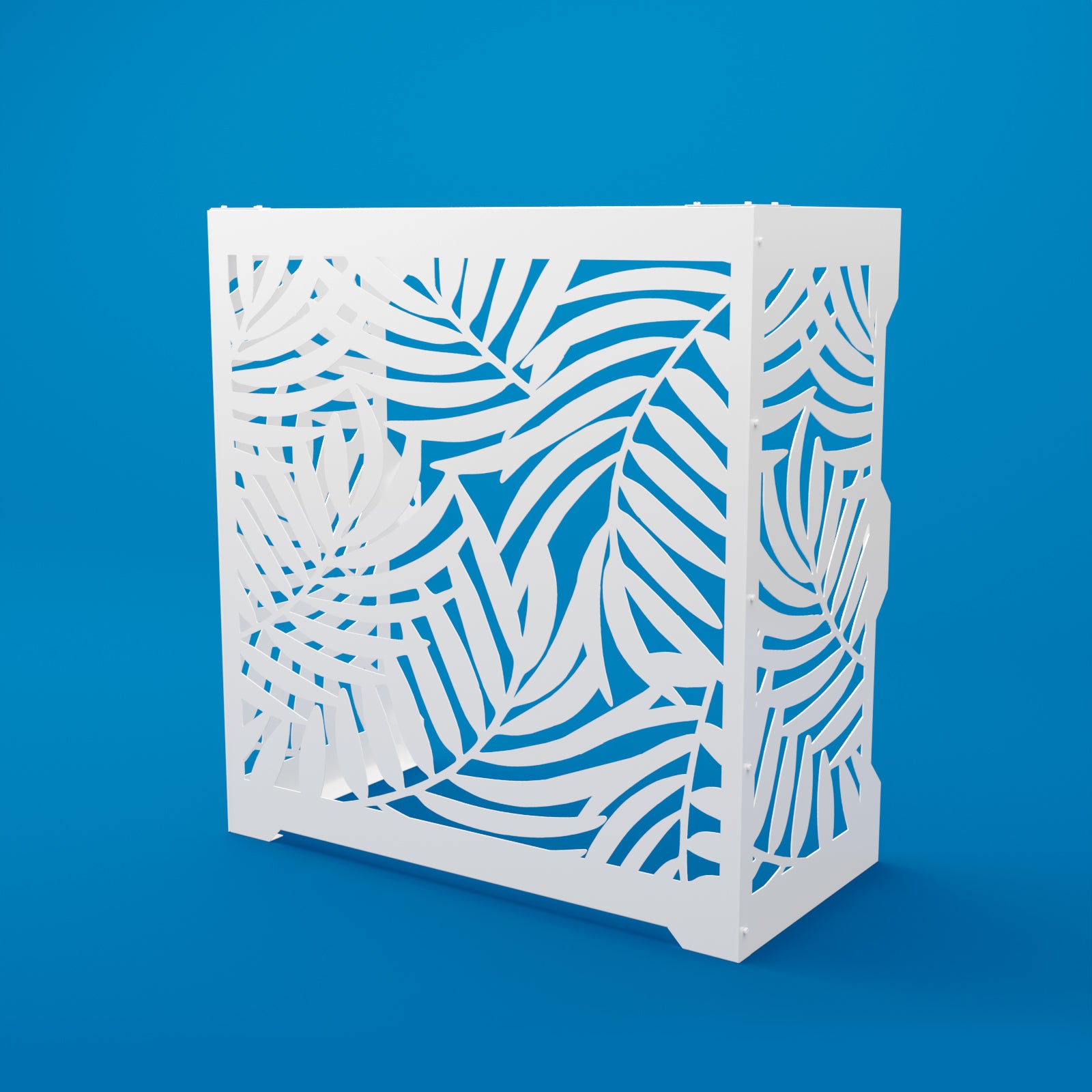 Large White aircon cover with island palm leaf design alania architectural products south africa